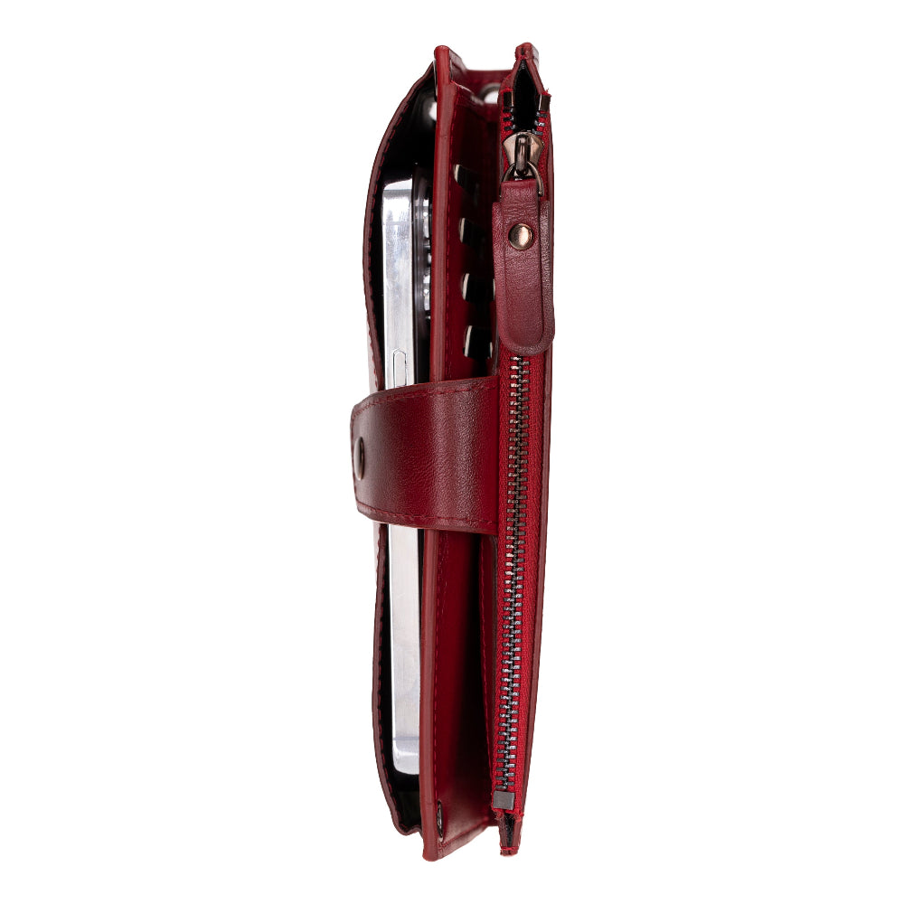 Lozan Strap Crimson Red Gerçek Deri Omuz Askılı Telefon Bölmeli Cüzdan Çanta