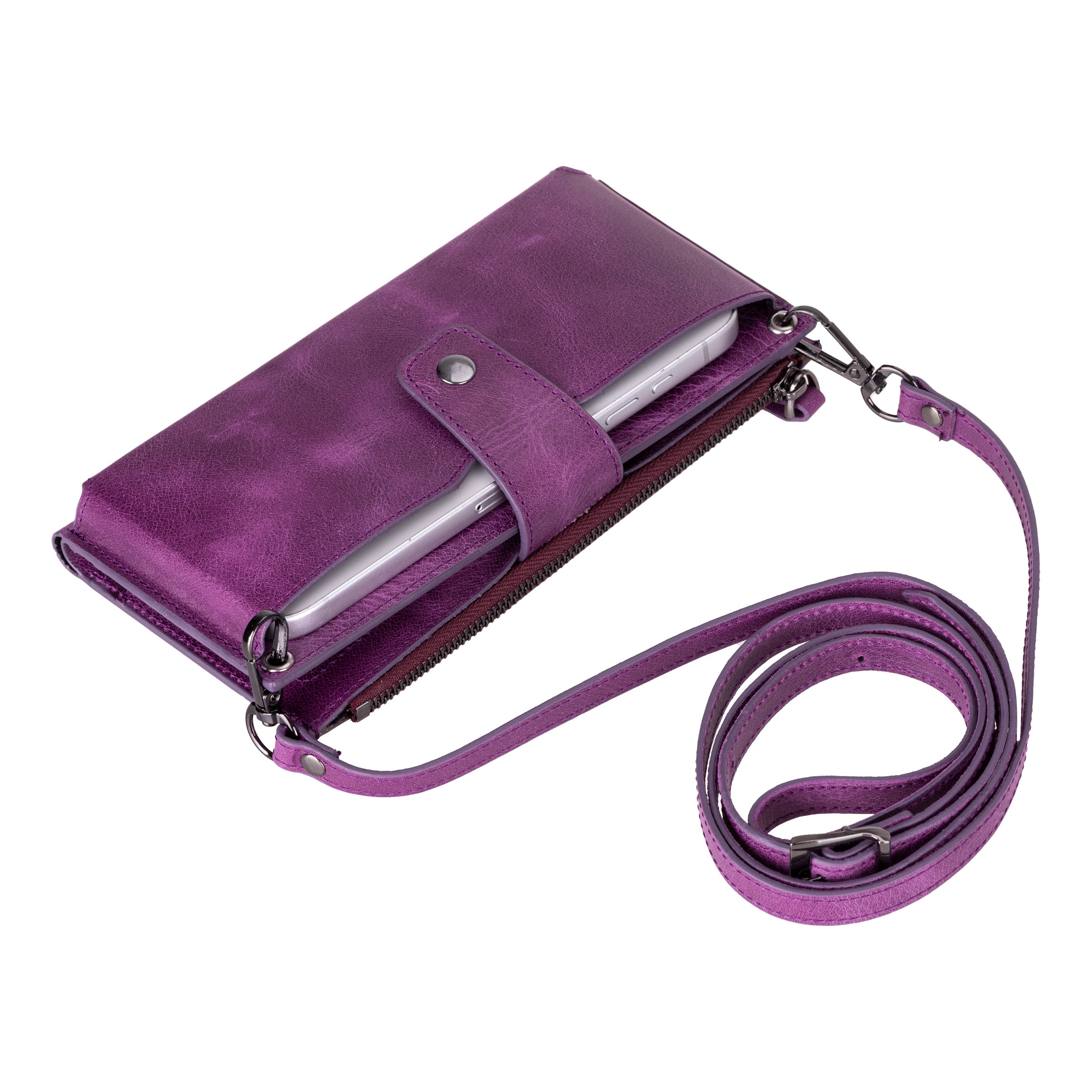 Lozan Strap Mulberry Velvet Gerçek Deri Çapraz Askılı Cüzdan Çanta