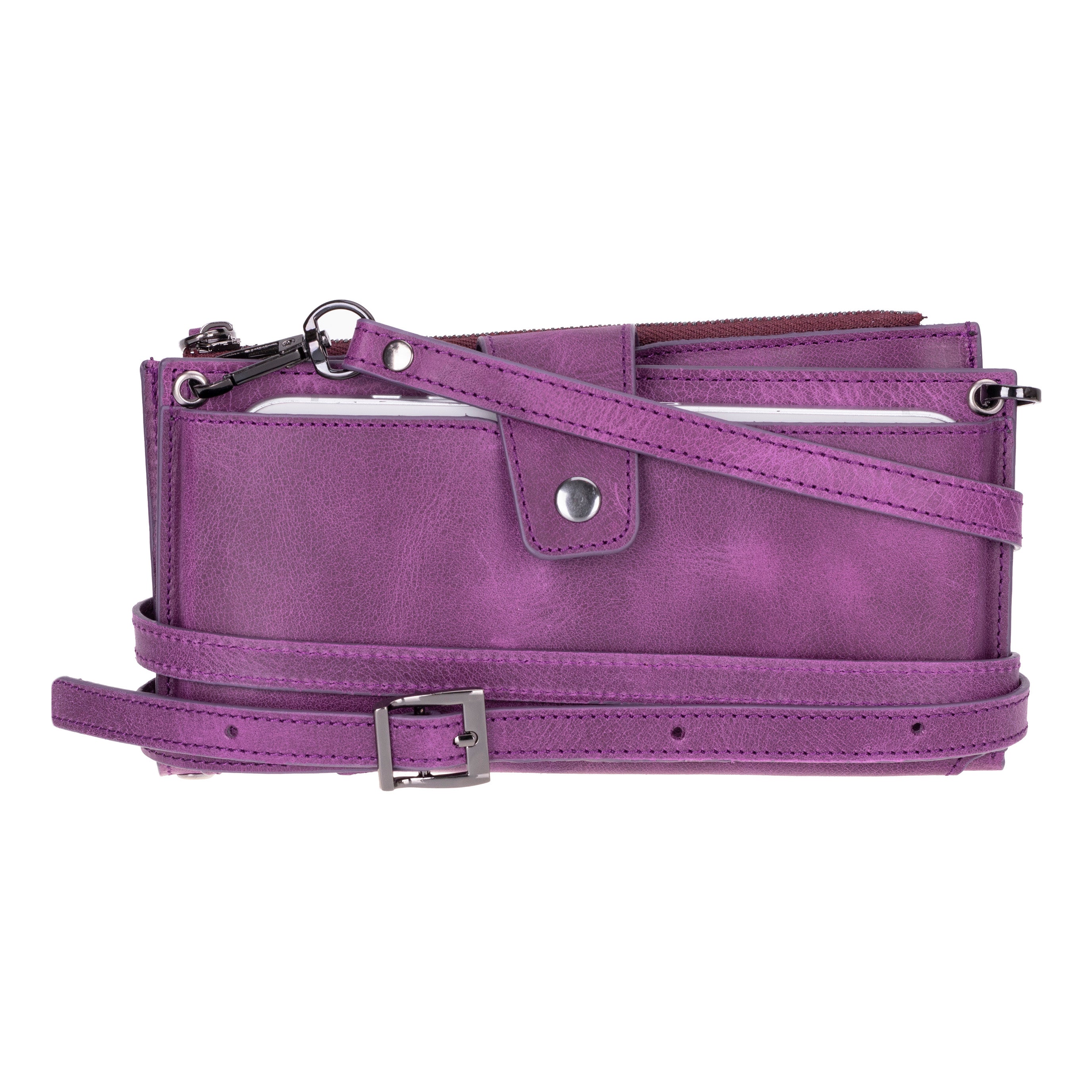 Lozan Strap Mulberry Velvet Gerçek Deri Çapraz Askılı Cüzdan Çanta