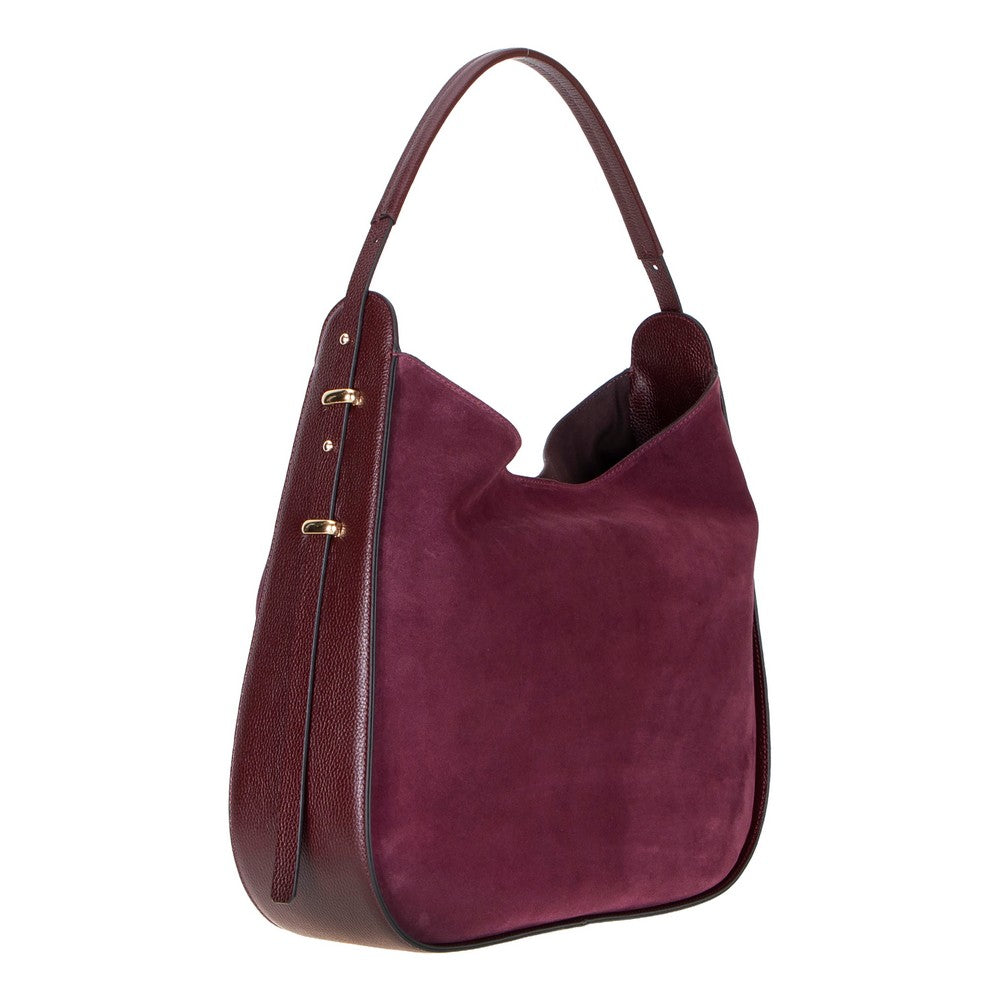 Bloominbag-Lunar Merlot Burgundy Süet Büzgülü Kadın Omuz çantası-2-Milagron.com