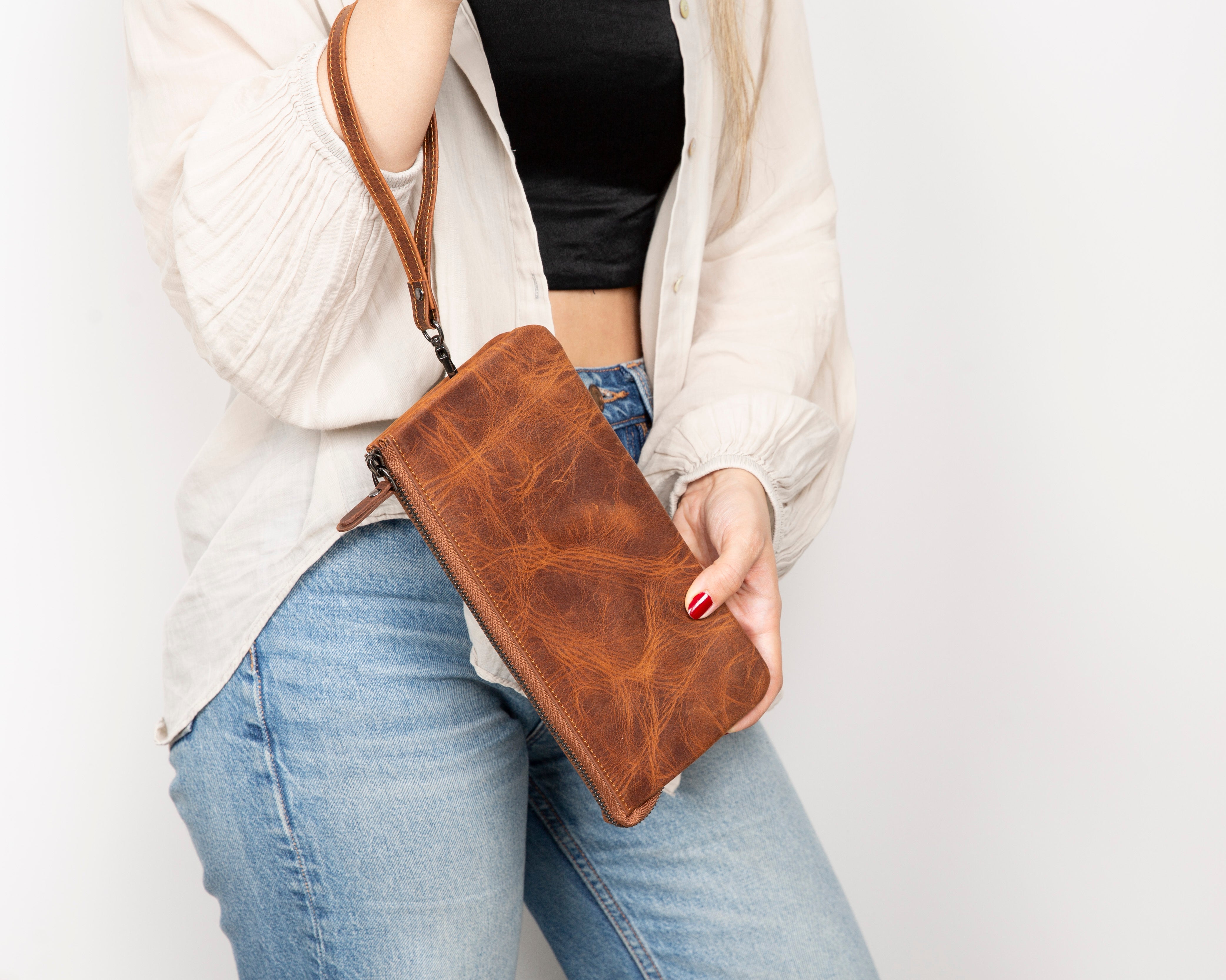 Bloominbag-Majeste Rust Brown Curated Deri Clutch Bag-3-Milagron.com