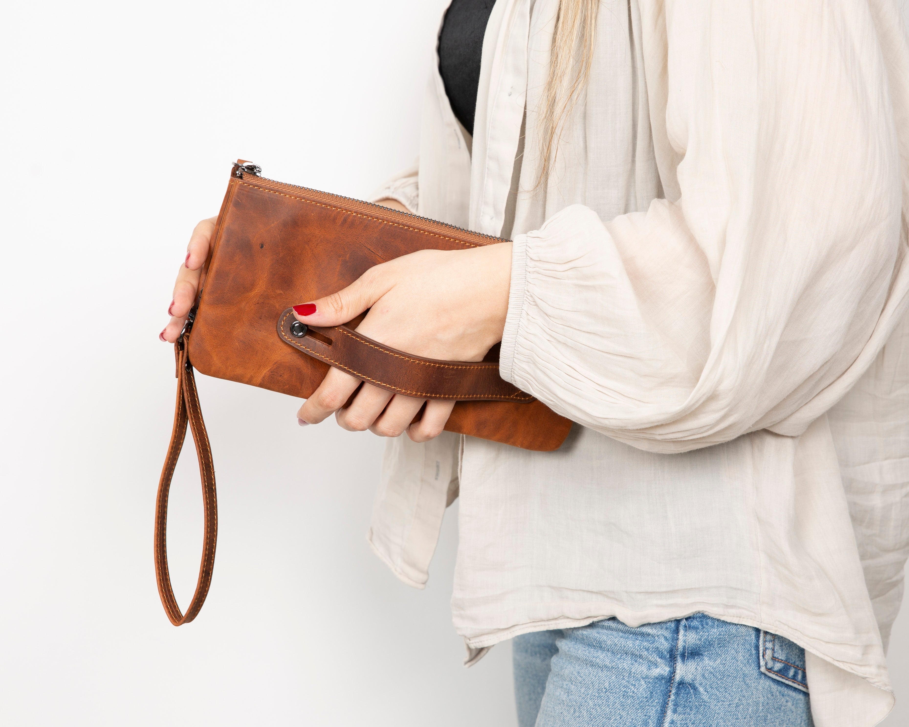 Bloominbag-Majeste Rust Brown Curated Deri Clutch Bag-4-Milagron.com