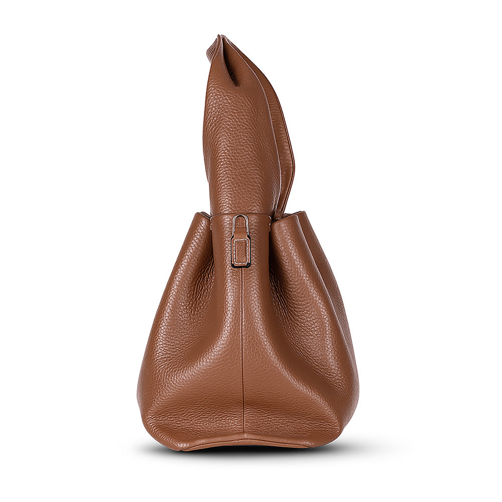 Bloominbag-Marella Soft City Camel Tan Leather Shoulder Bag / Deri Omuz Çantası-3-Milagron.com