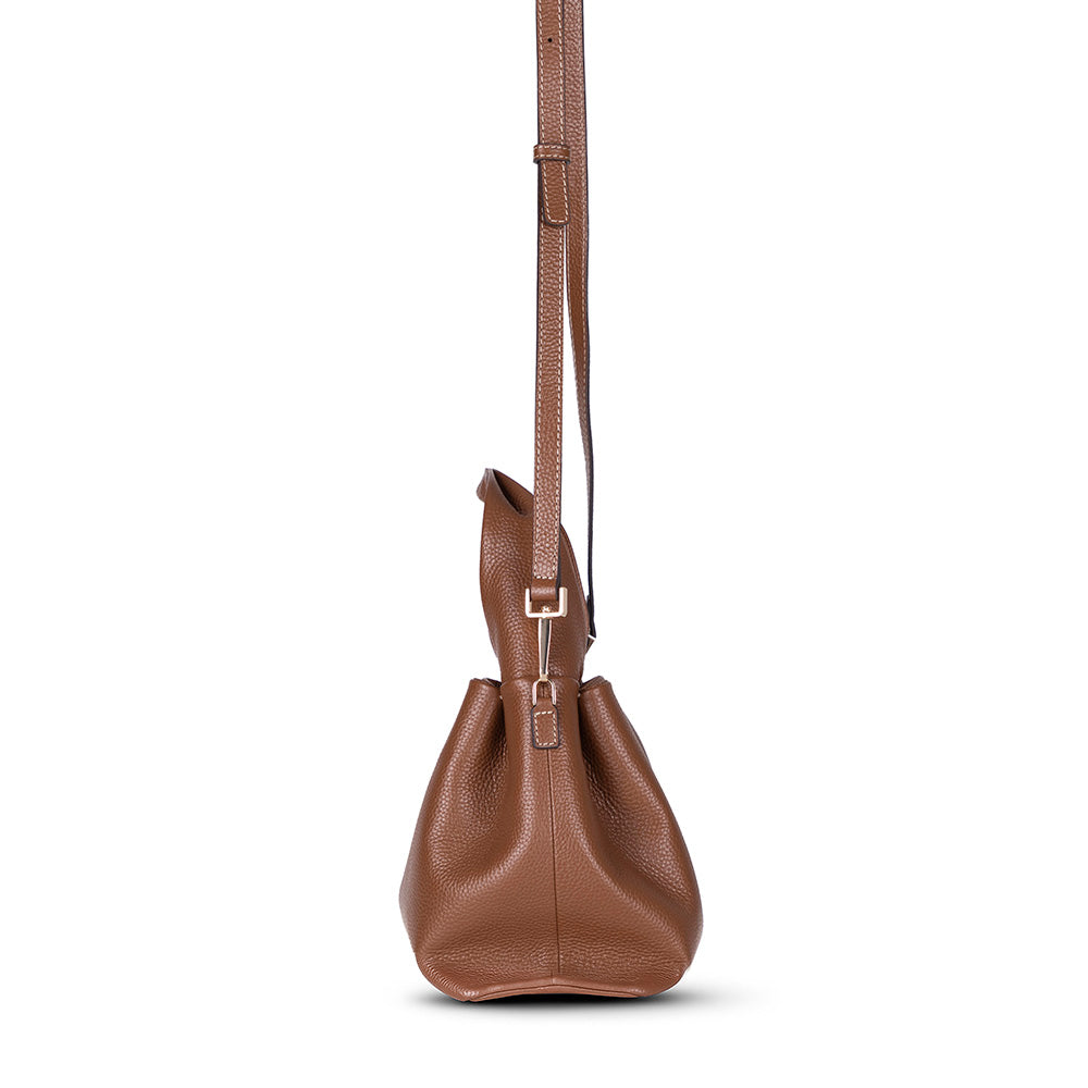 Bloominbag-Marella Soft City Camel Tan Leather Shoulder Bag / Deri Omuz Çantası-5-Milagron.com