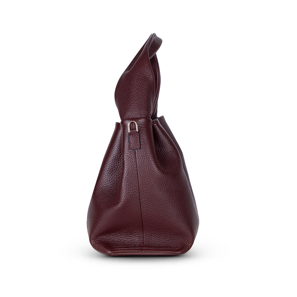 Bloominbag-Marella Soft City Merlot Burgundy Leather Shoulder Bag / Deri Omuz Çantası-3-Milagron.com