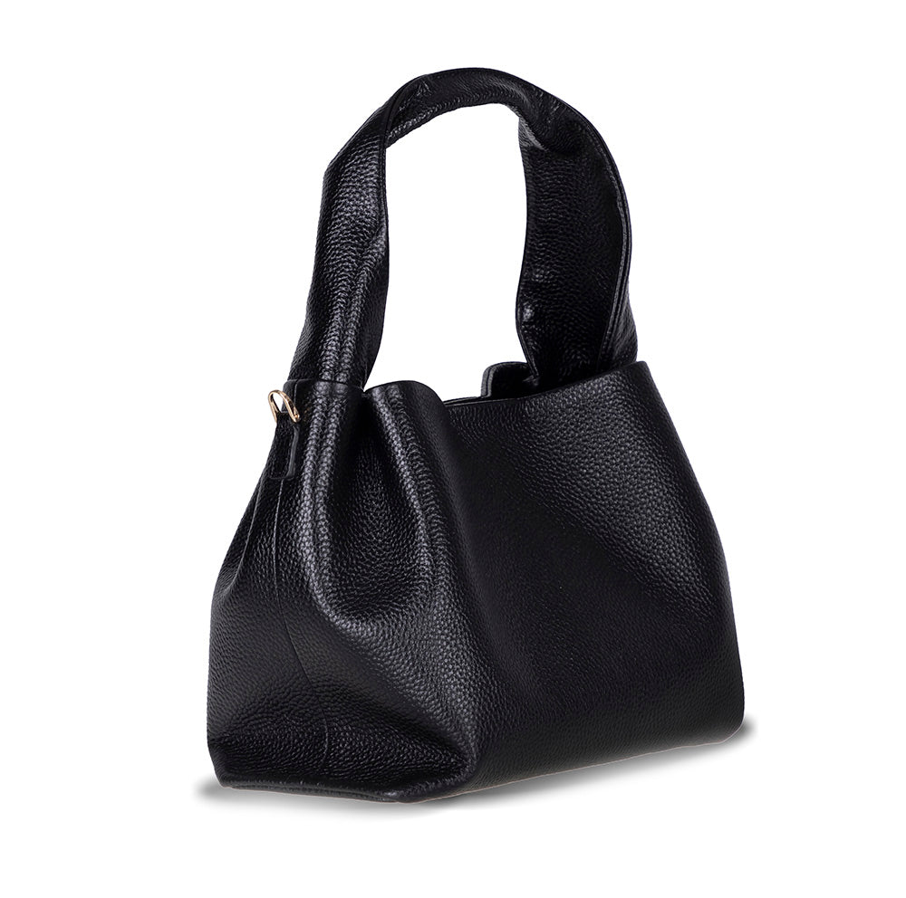Bloominbag-Marella Soft City Noir Black Leather Shoulder Bag / Deri Omuz Çantası-2-Milagron.com