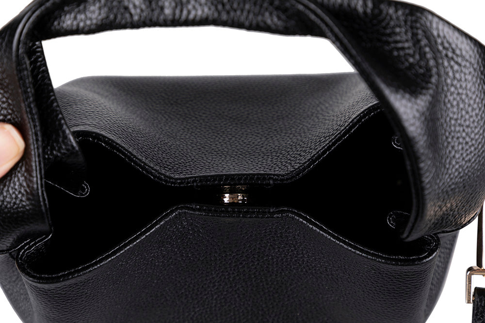 Bloominbag-Marella Soft City Noir Black Leather Shoulder Bag / Deri Omuz Çantası-5-Milagron.com