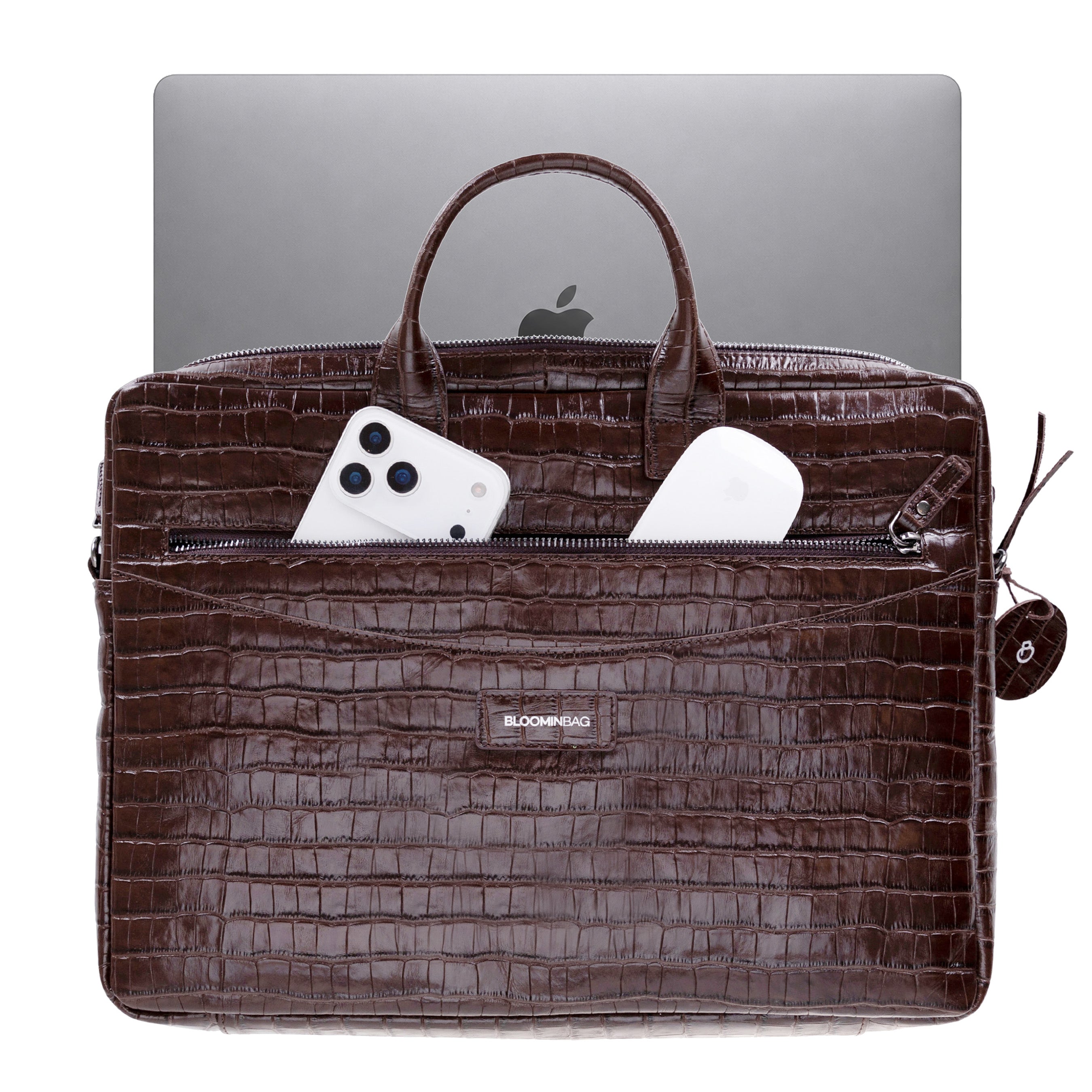 Mocha Croco Hakiki Deri 13-14 Inç Macbook/Laptop Çantası