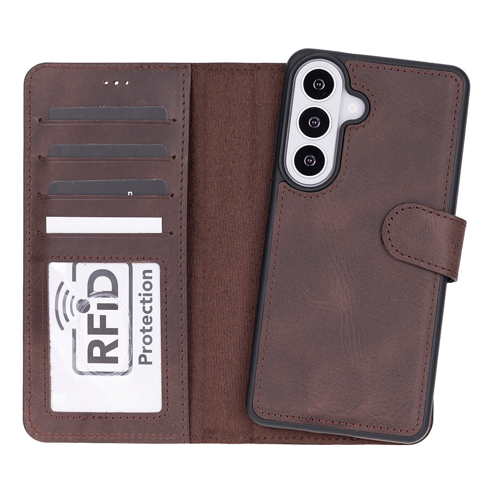 Monte Deep Brown Samsung Galaxy S26 Plus (6.7") Hakiki Deri Çıkarılabilir Cüzdanlı Telefon Kılıfı