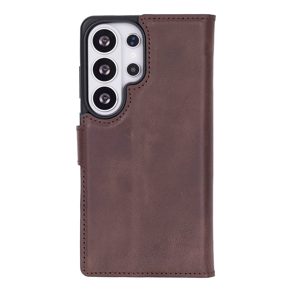 Monte Deep Brown Samsung Galaxy S26 Ultra (6.9") Hakiki Deri Çıkarılabilir Cüzdanlı Telefon Kılıfı