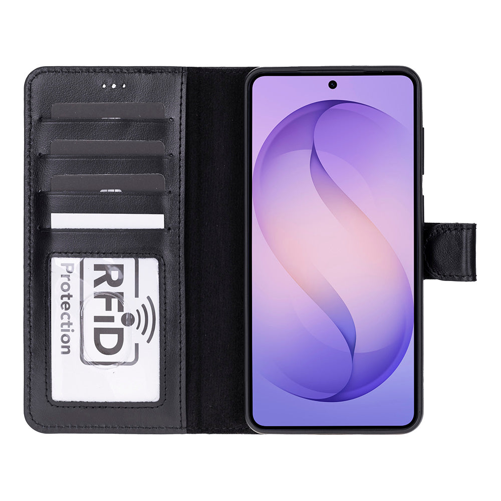 Monte Noir Black Samsung Galaxy S26 Plus (6.7") Hakiki Deri Çıkarılabilir Cüzdanlı Telefon Kılıfı