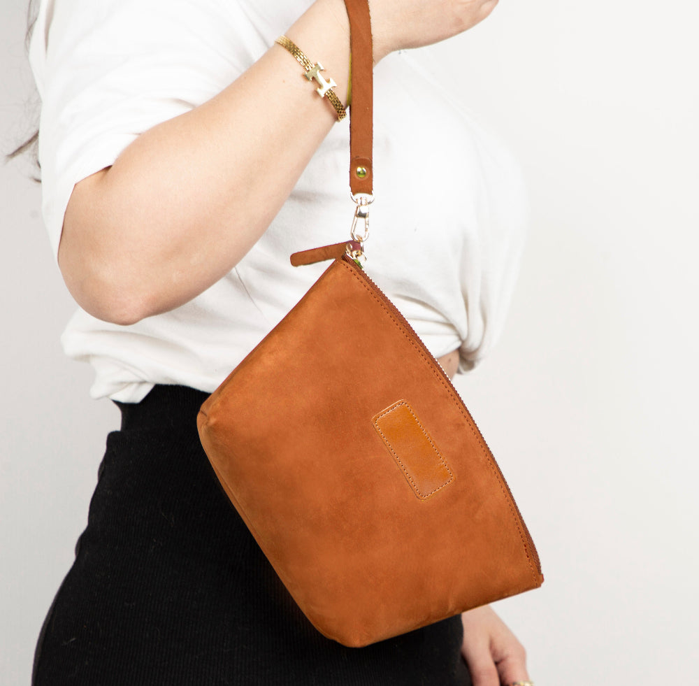 Bloominbag-Muted Chestnut – Deri Makyaj çantası-2-Milagron.com