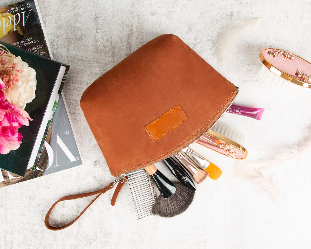 Bloominbag-Muted Chestnut – Deri Makyaj çantası-3-Milagron.com