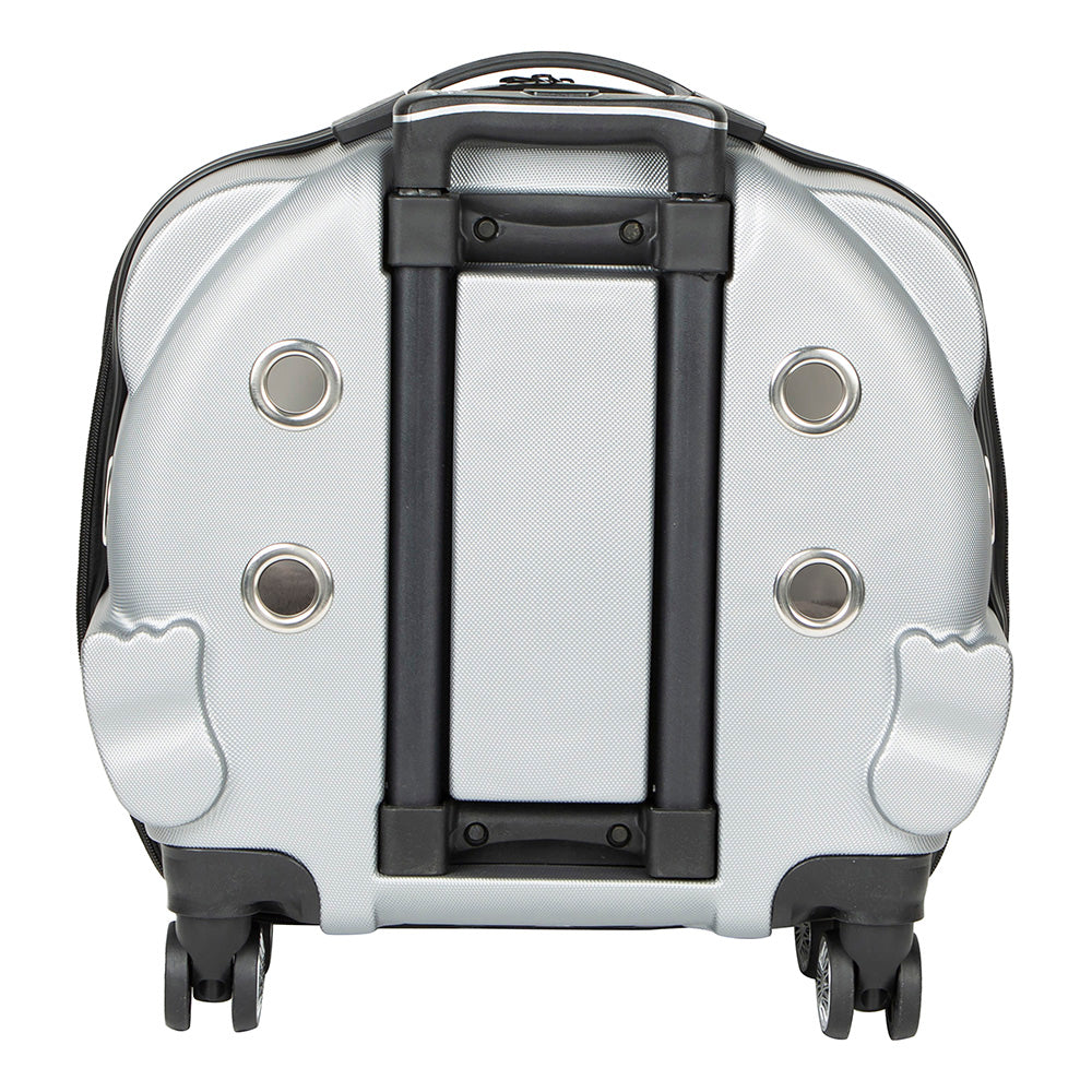 Bloominbag-Paw Buddy Clear Travel Mate– Gri Ve şeffaf Tekerlekli Lüks Evcil Hayvan Taşıma çantası-5-Milagron.com