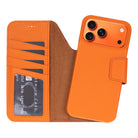 Porta Burnt Amber Deri Iphone 17 Pro Max(6.9") Hakiki Deri Çıkarılabilir Cüzdanlı Telefon Kılıfı