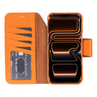 Porta Burnt Amber Deri Iphone 17 Pro Max(6.9") Hakiki Deri Çıkarılabilir Cüzdanlı Telefon Kılıfı