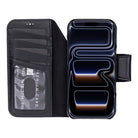 Porta Noir Black Deri Iphone 17 Pro Max(6.9") Hakiki Deri Çıkarılabilir Cüzdanlı Telefon Kılıfı