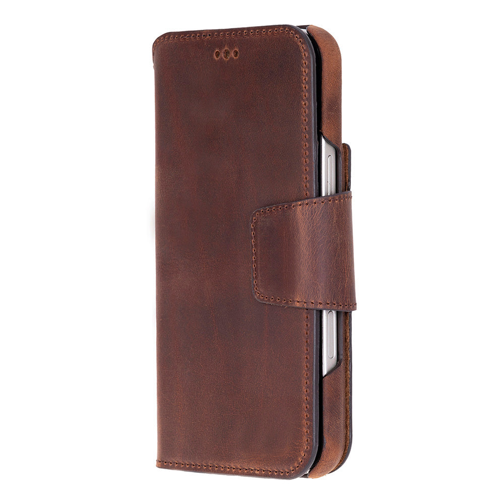 Porta Saddle Heritage Deri Iphone 17 Pro (6.3") Hakiki Deri Çıkarılabilir Cüzdanlı Telefon Kılıfı