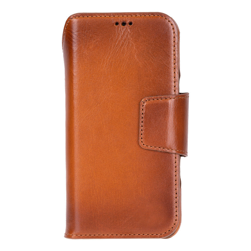 Porta Warm Tan Deri Iphone 17 Pro (6.3") Hakiki Deri Çıkarılabilir Cüzdanlı Telefon Kılıfı