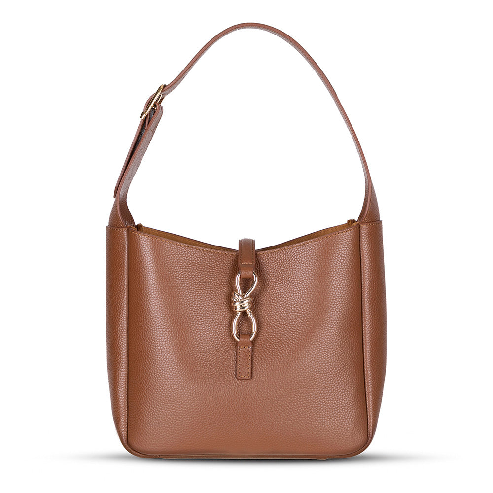 Bloominbag-Ravello Cimbrone Camel Tan Leather Shoulder Bag / Deri Omuz Çantası-1-Milagron.com