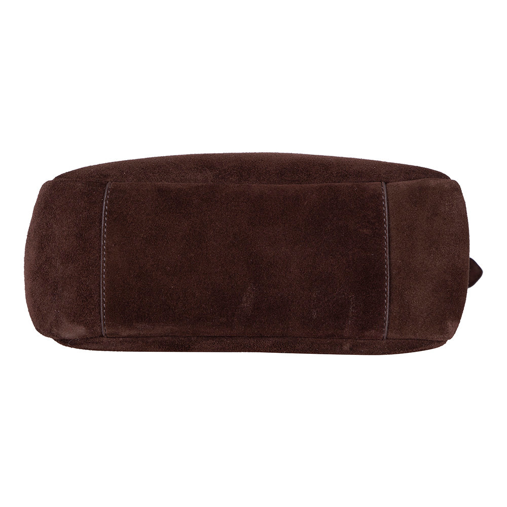 Bloominbag-Ravello Cimbrone Chestnut Brown Suede Shoulder Bag / Deri Omuz Çantası-5-Milagron.com