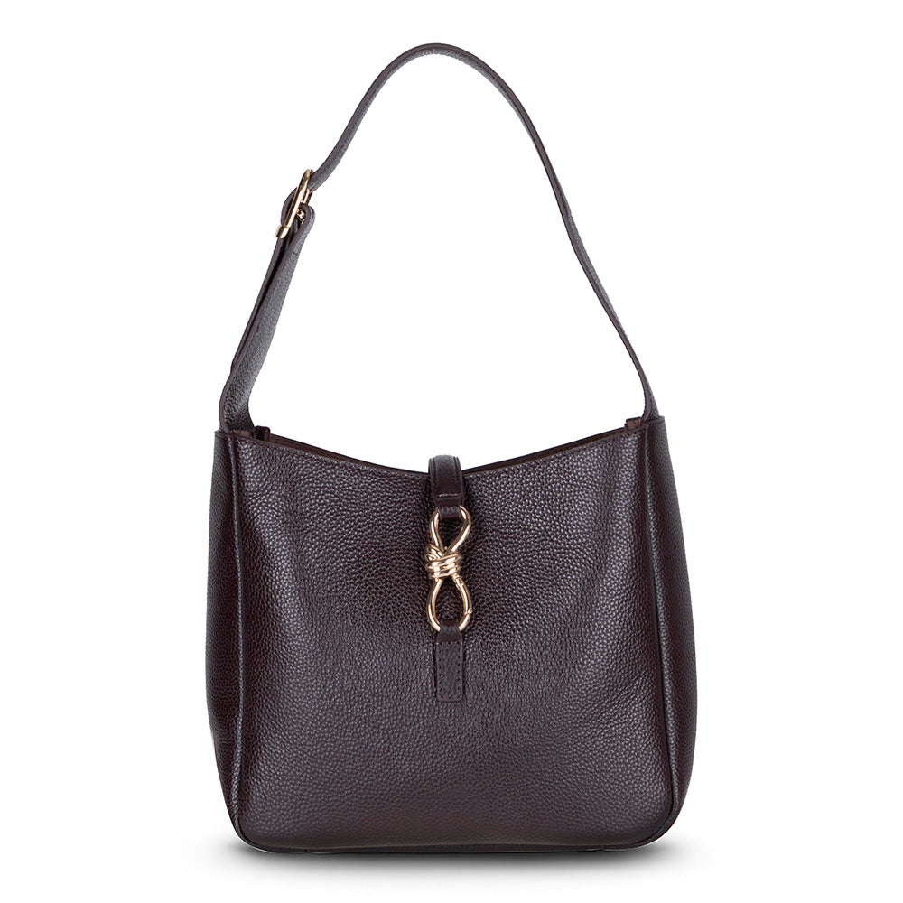 Bloominbag-Ravello Cimbrone Espresso Brown Leather Shoulder Bag / Deri Omuz Çantası-1-Milagron.com