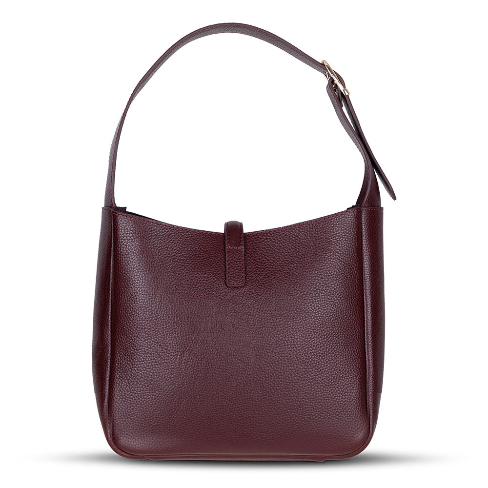 Bloominbag-Ravello Cimbrone Merlot Burgundy Leather Shoulder Bag / Deri Omuz Çantası-2-Milagron.com