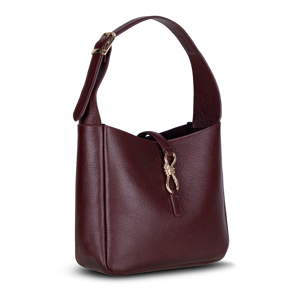 Bloominbag-Ravello Cimbrone Merlot Burgundy Leather Shoulder Bag / Deri Omuz Çantası-3-Milagron.com