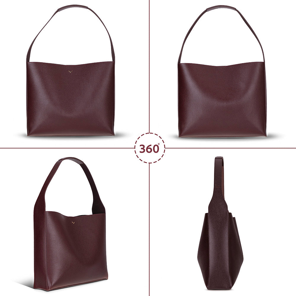 Bloominbag-Ravello Cimbrone Merlot Burgundy Leather Shoulder Bag / Deri Omuz Çantası-5-Milagron.com