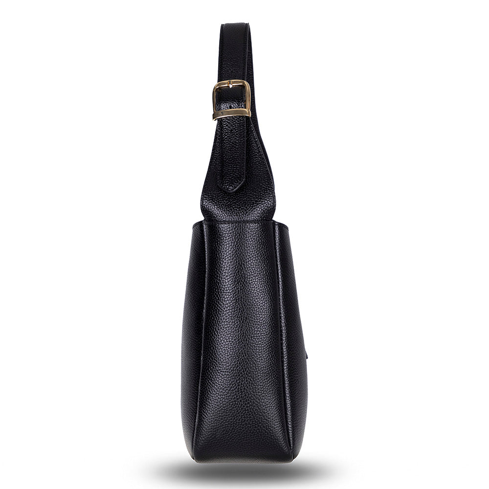 Ravello Cimbrone Noir Black Leather Shoulder Bag / Deri Omuz Çantası