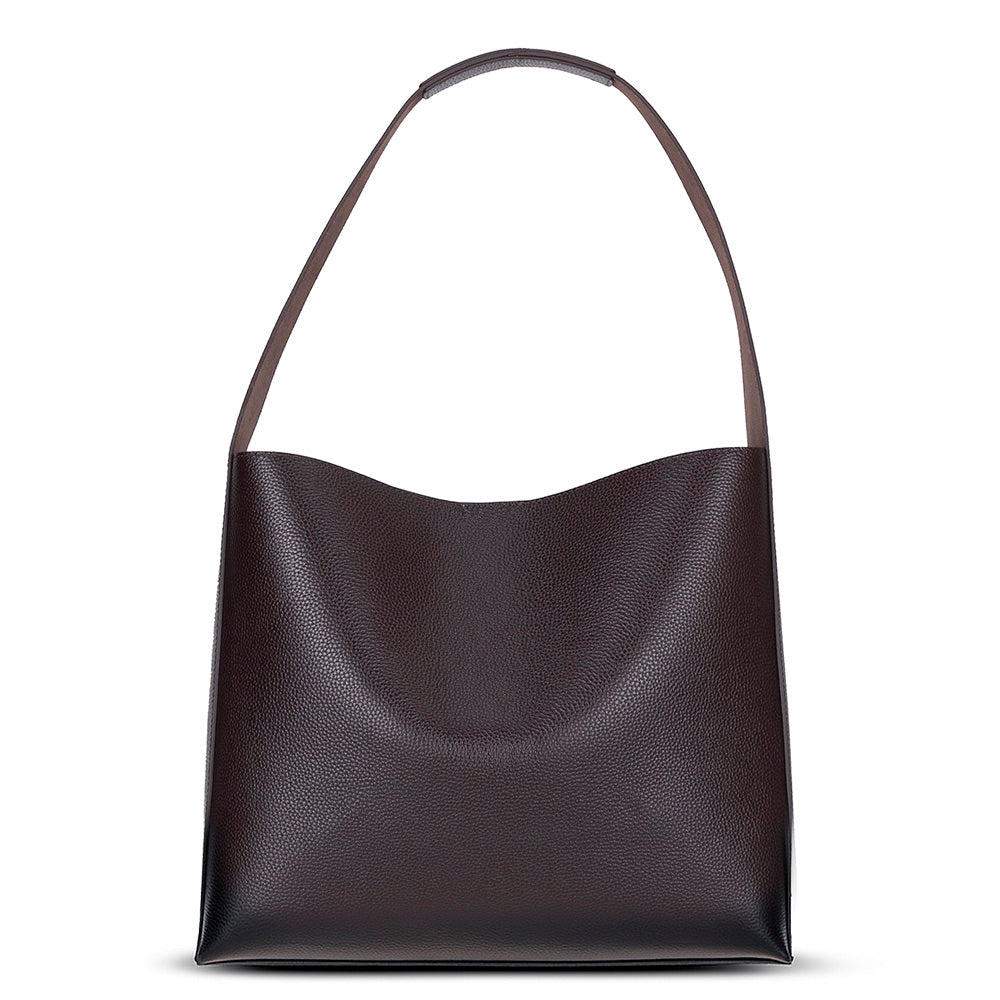 Bloominbag-Siena Minimal Tote – Cognac Chestnut Hakiki Deri Geniş Askılı Kadın Omuz çantası-Omuz Çantası-2-Milagron.com