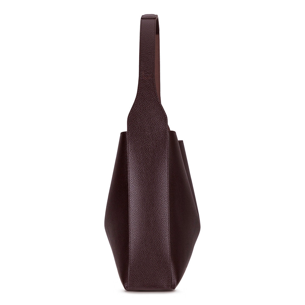 Siena Minimal Tote – Oxblood Burgundy Hakiki Deri Geniş Askılı Kadın Omuz Çantası