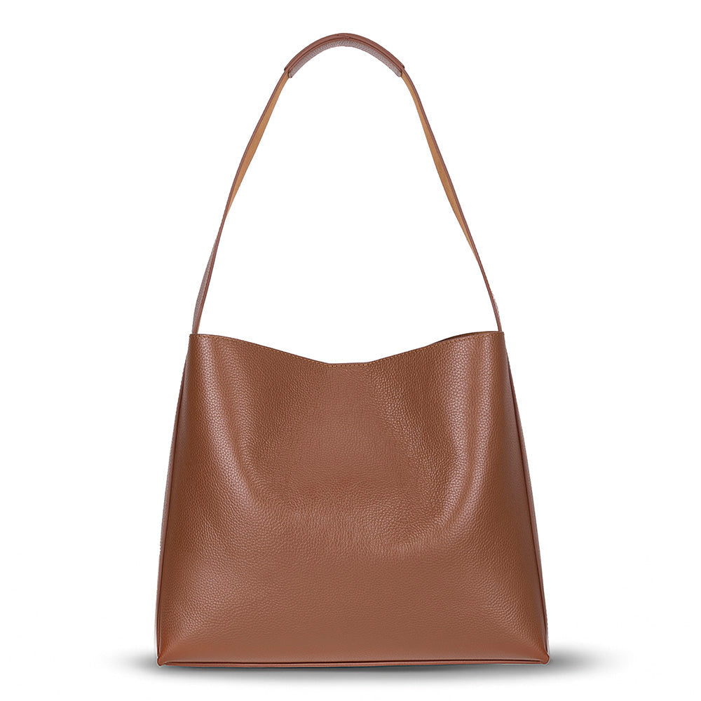 Bloominbag-Siena Minimal Tote – Warm Camel Hakiki Deri Geniş Askılı Kadın Omuz çantası-Omuz Çantası-2-Milagron.com