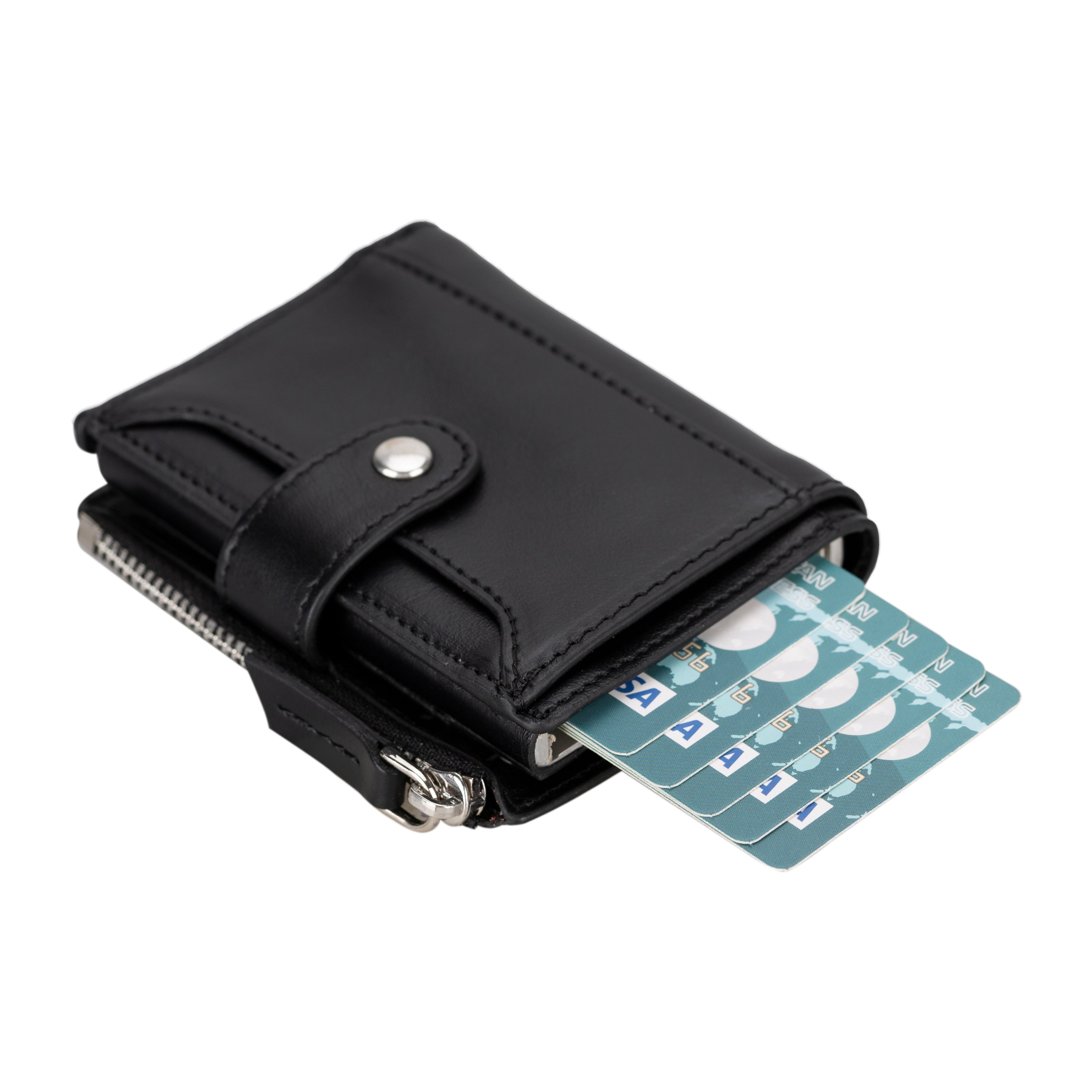Siena Noir Black Mekanizmalı Deri Cüzdan & Kartlık (Rfid Korumalı)