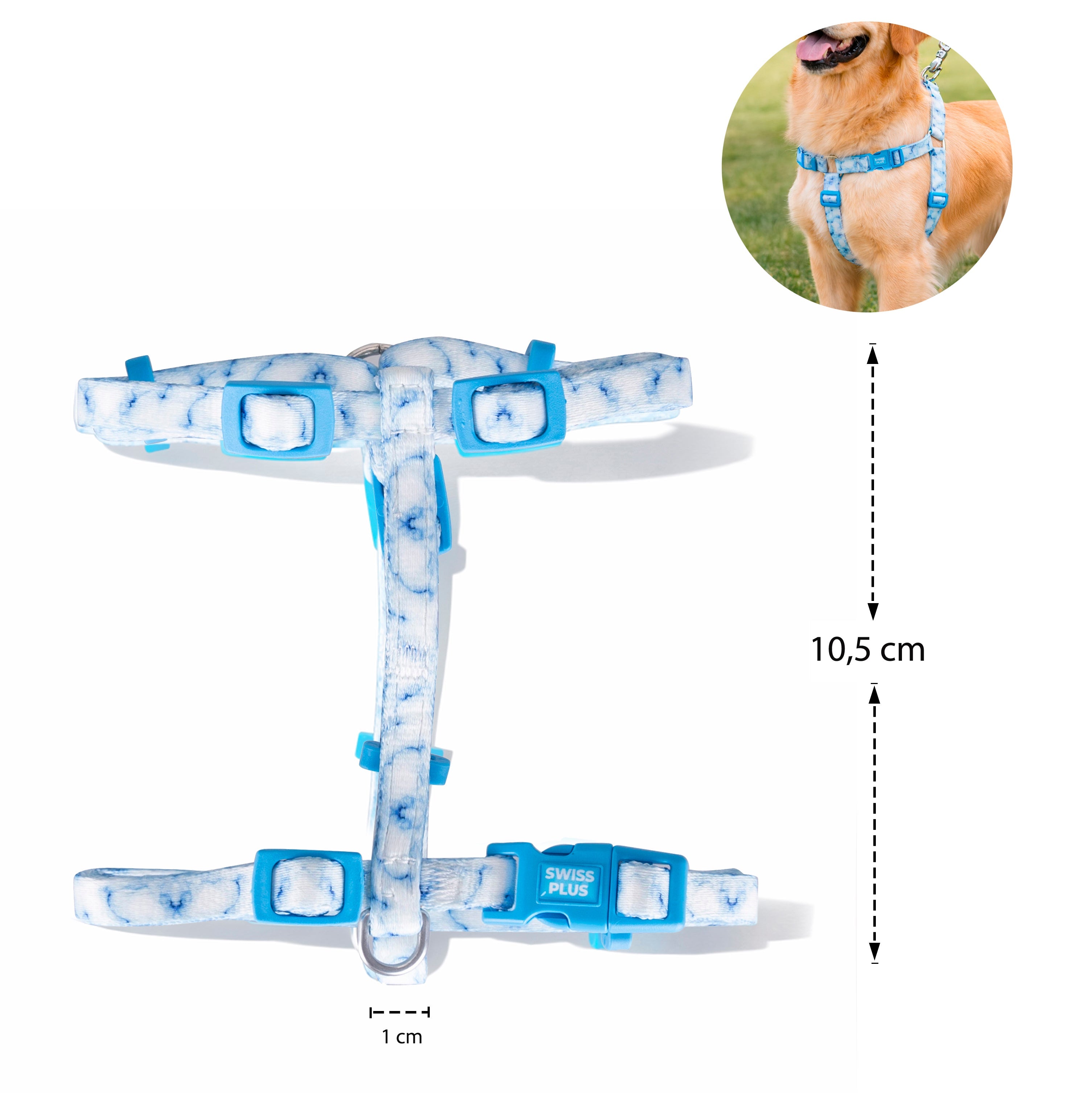 Swissplus Urban Paws Blue Batic Geri Dönüştürülmüş H-Tipi Köpek Göğüs Tasması-2Xs