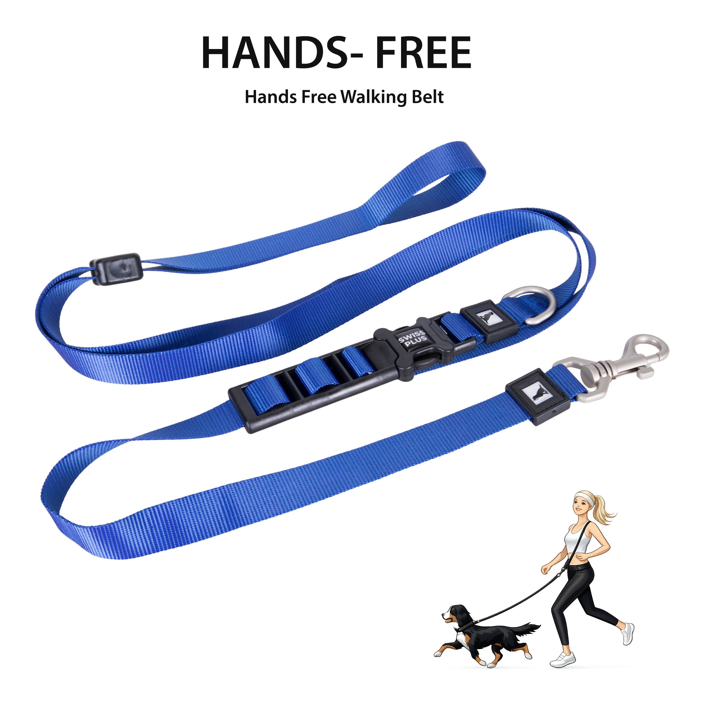 Swissplus Urban Paws Deep Ocena Blue Hands-Free Ayarlanabilir Köpek Kordonu – 25Mm