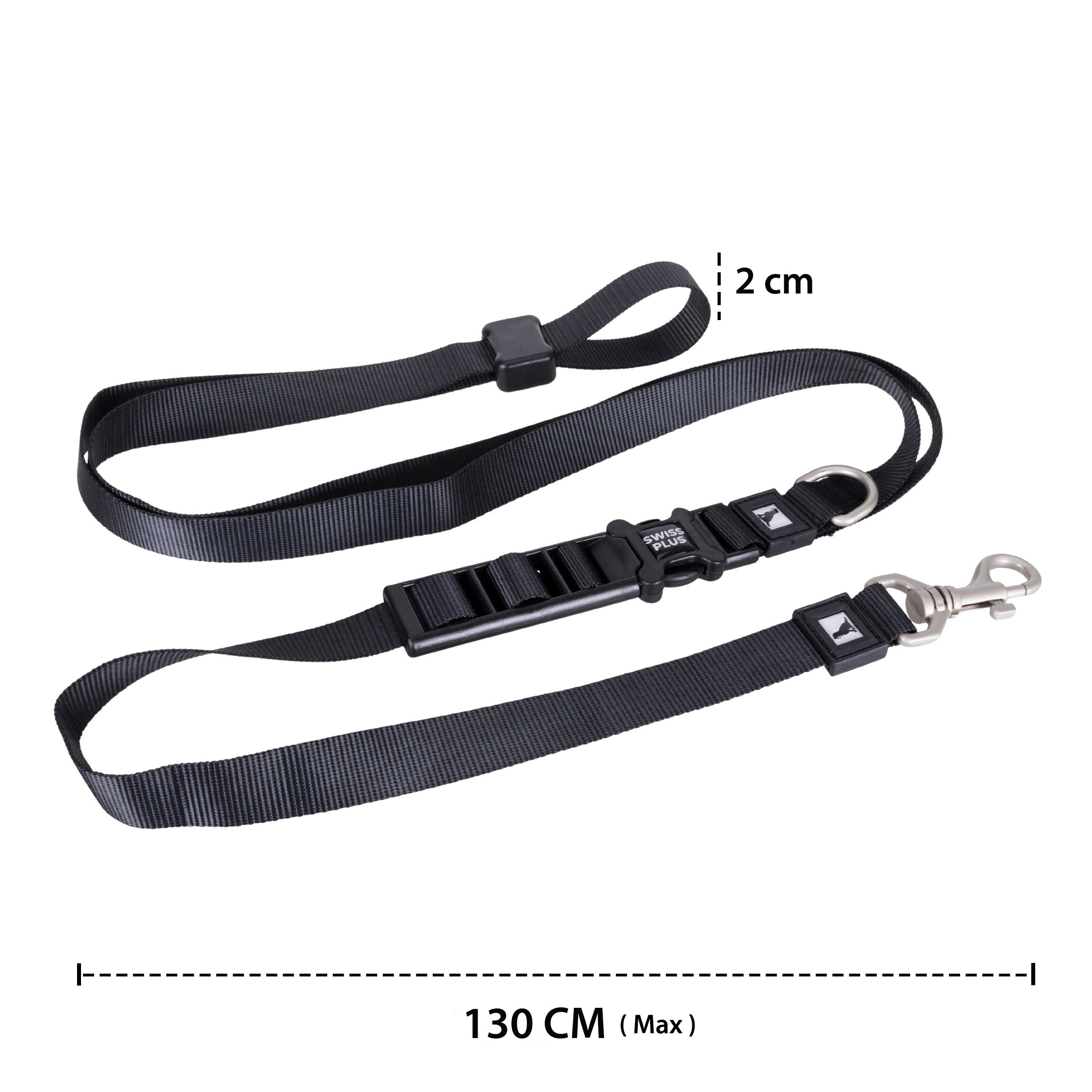 Swissplus Urban Paws Noir Black Hands-Free Ayarlanabilir Köpek Kordonu – 20Mm