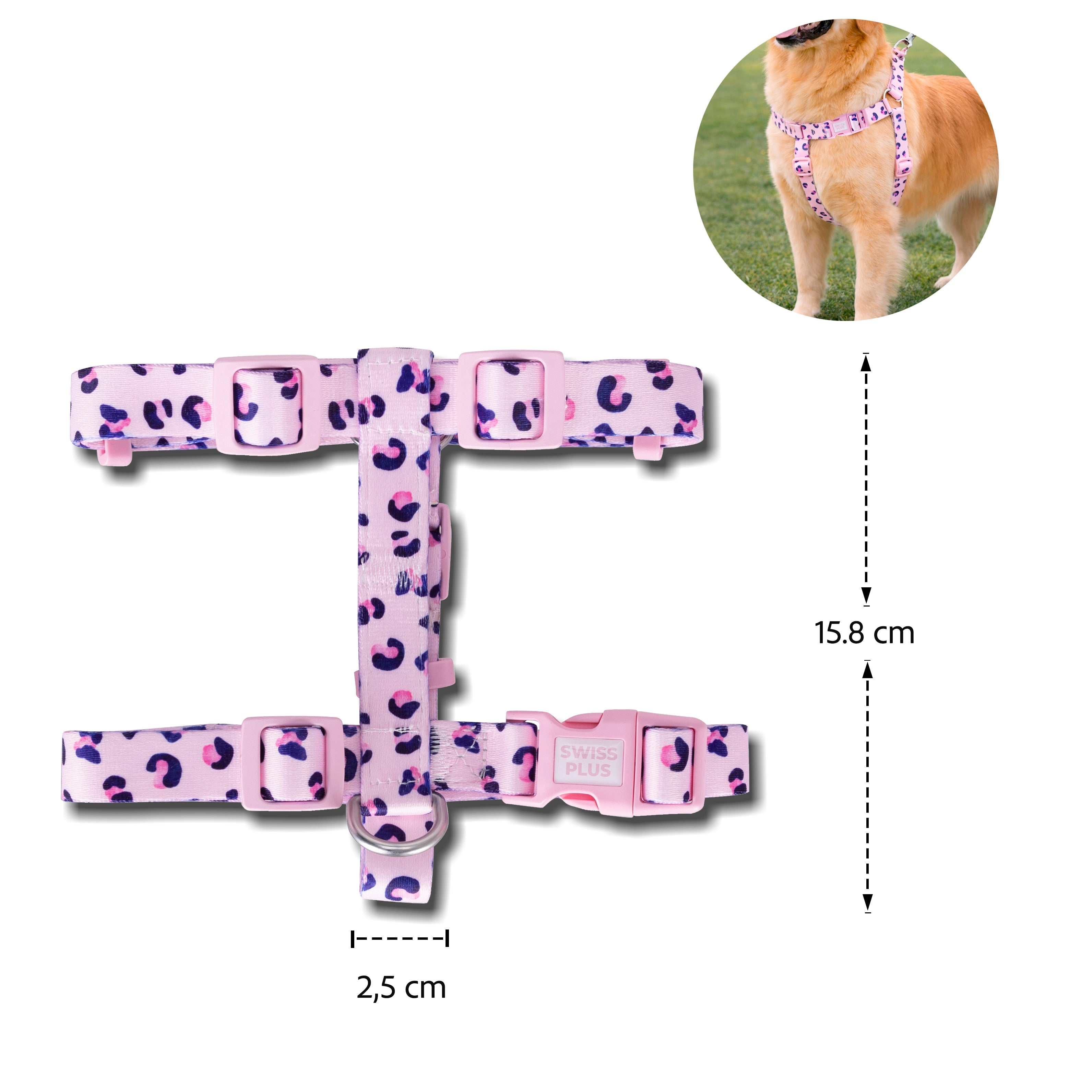 Swissplus Urban Paws Pink Leo Geri Dönüştürülmüş H-Tipi Köpek Göğüs Tasması-L