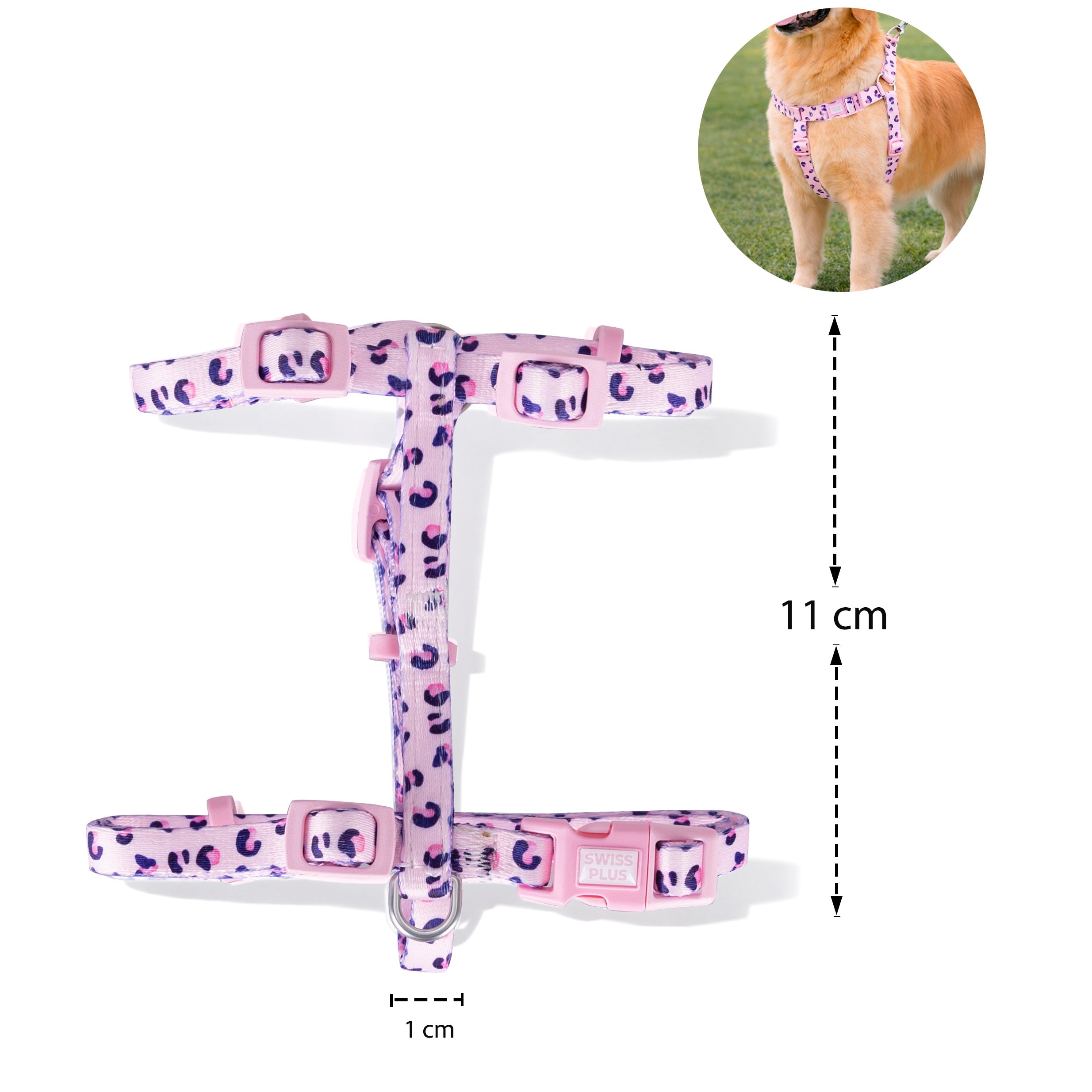 Swissplus Urban Paws Pink Leo Geri Dönüştürülmüş H-Tipi Köpek Göğüs Tasması-Xs