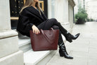 Bloominbag-Terra Bordo Hakiki Deri Kadın Omuz çantası – Merlot Burgundy Terra Structured Leather Tote-5-Milagron.com