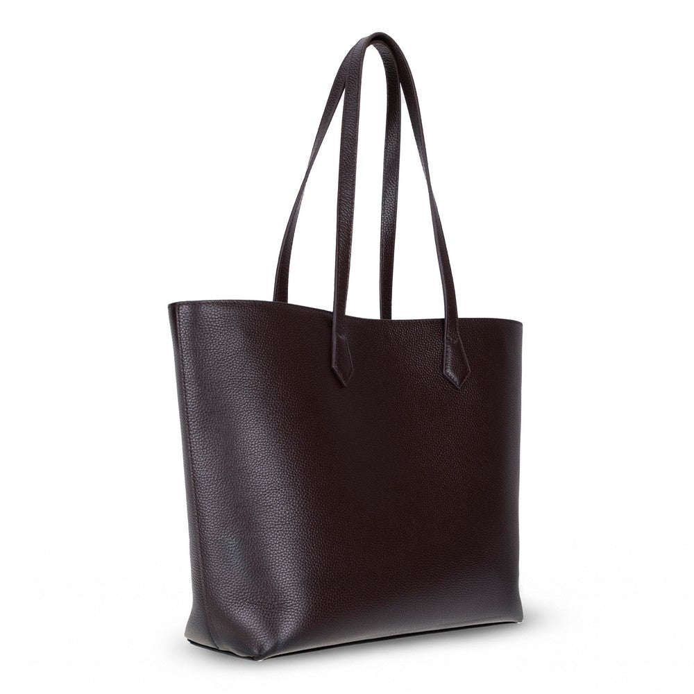 Bloominbag-Terra Koyu Kahverengi Hakiki Deri Kadın Omuz çantası – Umber Brown Terra Structured Leather Tote-2-Milagron.com