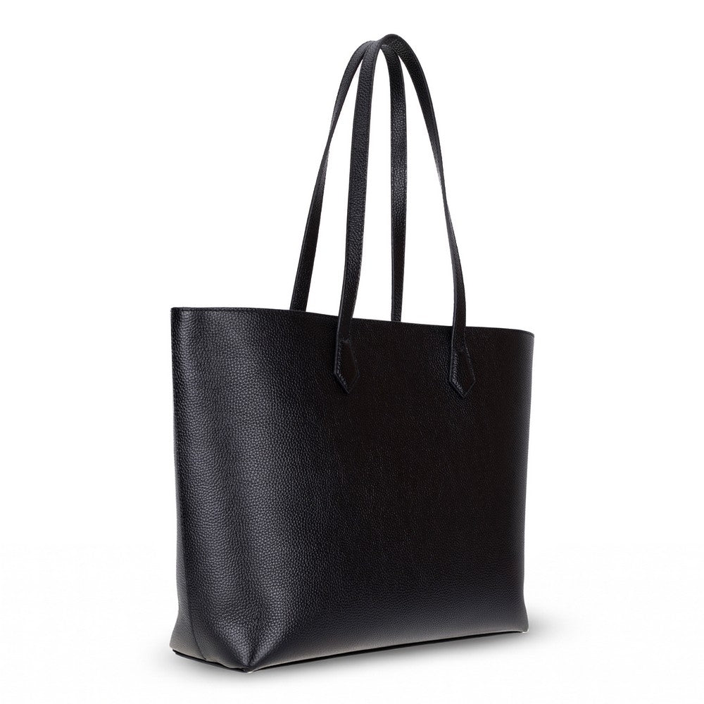 Bloominbag-Terra Siyah Hakiki Deri Kadın Omuz çantası – Noir Black Terra Structured Leather Tote-2-Milagron.com