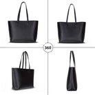 Bloominbag-Terra Siyah Hakiki Deri Kadın Omuz çantası – Noir Black Terra Structured Leather Tote-3-Milagron.com