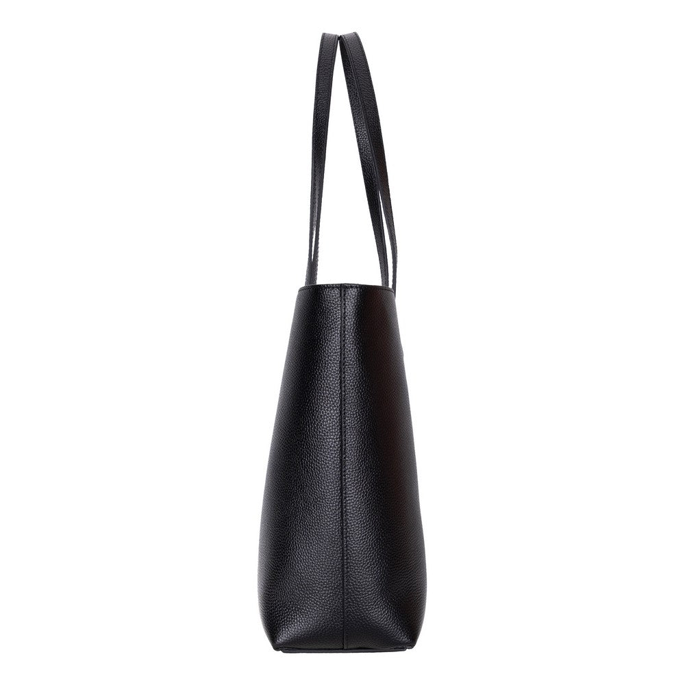 Bloominbag-Terra Siyah Hakiki Deri Kadın Omuz çantası – Noir Black Terra Structured Leather Tote-5-Milagron.com