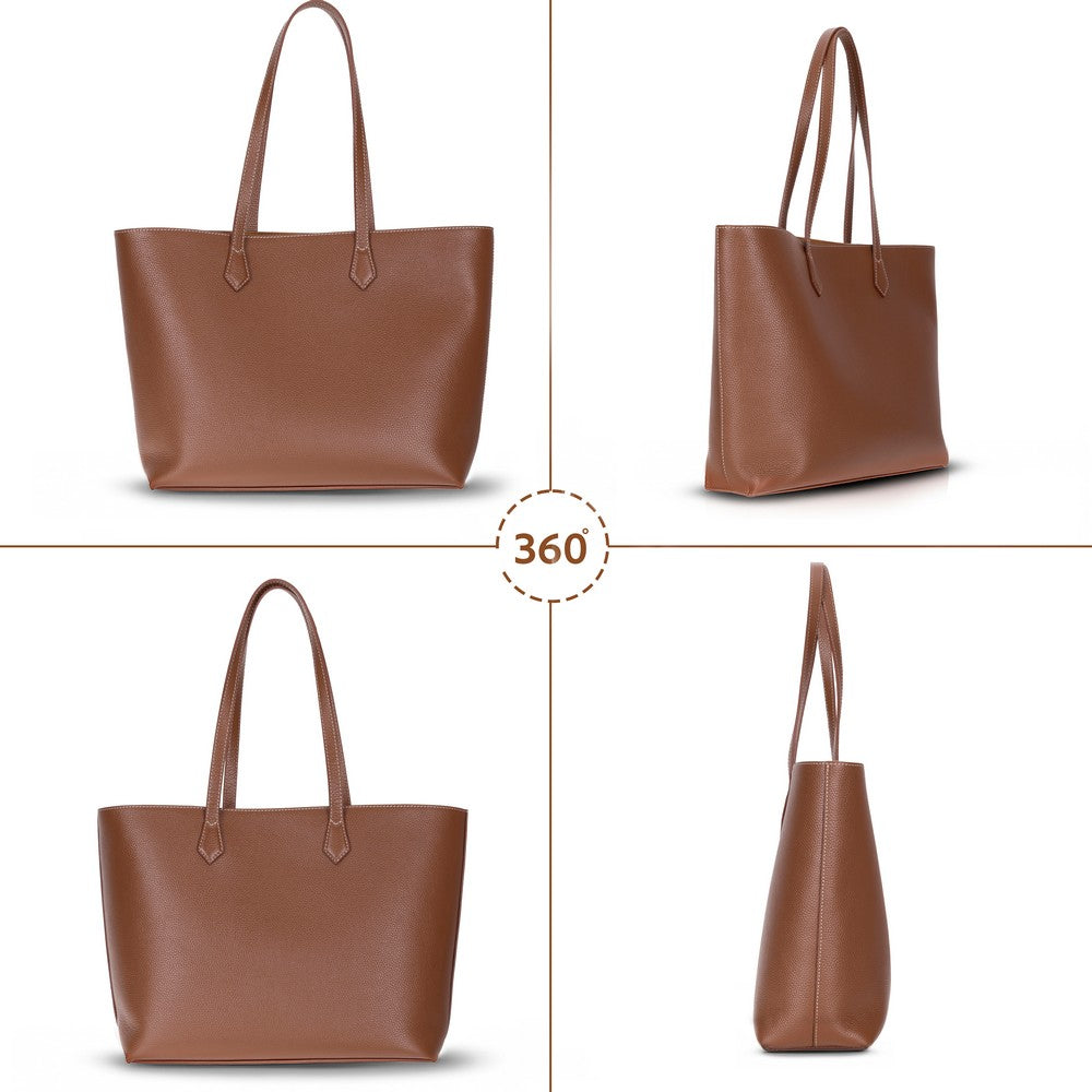Bloominbag-Terra Taba Hakiki Deri Kadın Omuz çantası – Sahara Tan Terra Structured Leather Tote-4-Milagron.com