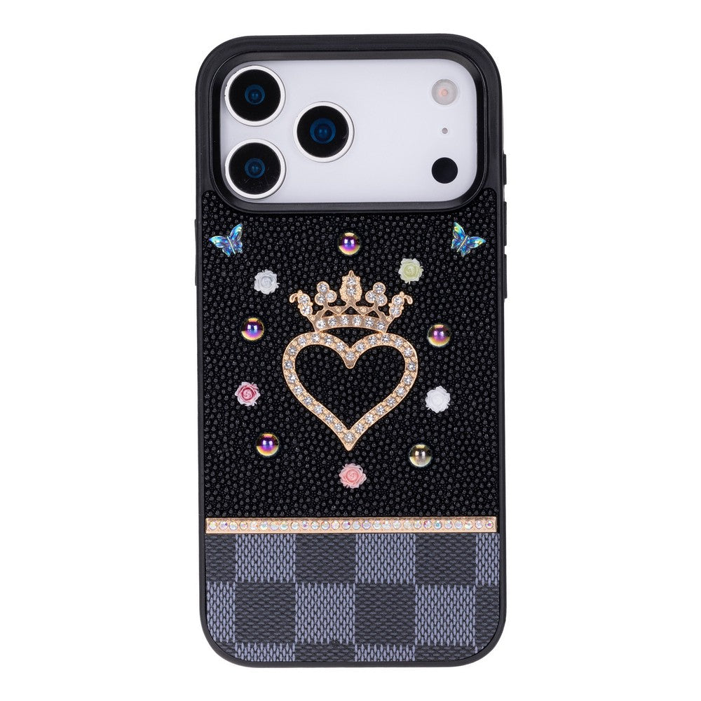 Tiara Black Crystal Heart Iphone 17 Pro Max Taşlı Telefon Kılıfı