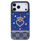 Tiara Blue Crystal Heart Iphone 17 Pro Max Taşlı Telefon Kılıfı