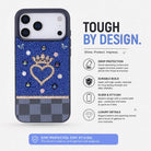 Tiara Blue Crystal Heart Iphone 17 Pro Max Taşlı Telefon Kılıfı