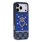 Tiara Blue Crystal Heart Iphone 17 Pro Taşlı Telefon Kılıfı