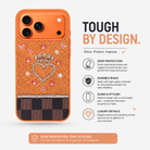 Tiara Orange Crystal Heart Iphone 17 Pro Taşlı Telefon Kılıfı